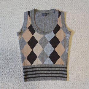 Mexx Women's Cotton/Wool Argyle Vest - Sz S - EUC